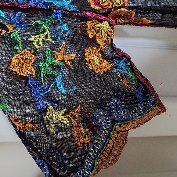 Colorful Embroidered Sheer Kimono - Picture 4 of 7